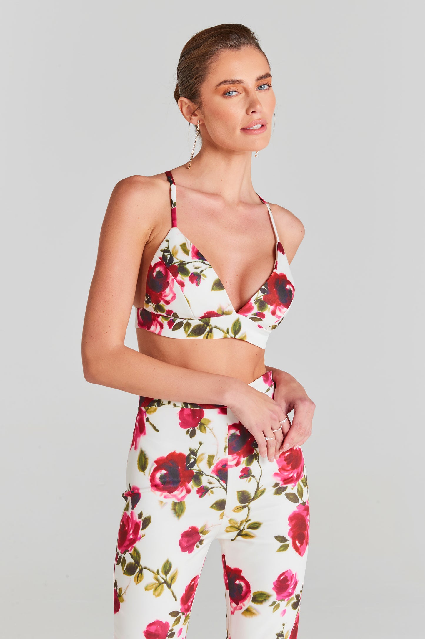 Portia White Floral Bra Top